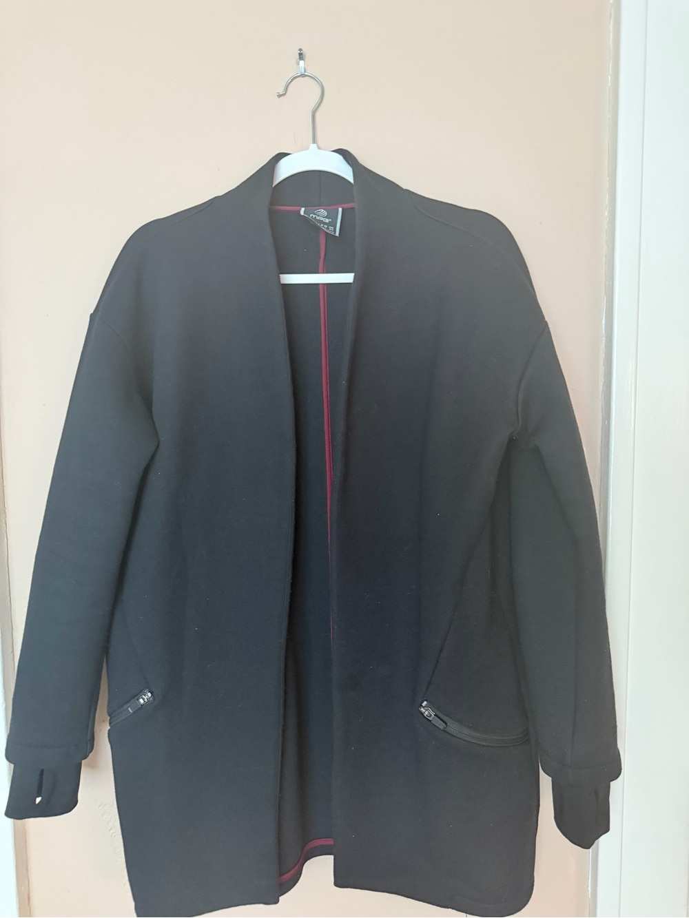 MPG Black Open Front Coat with pockets